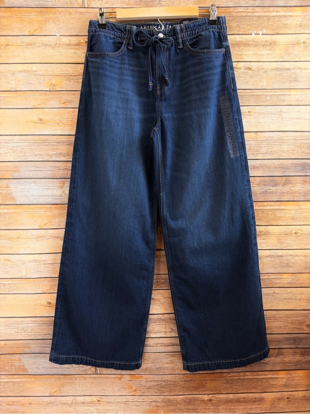 American Eagle Dreamy Drape Ultra Wide Leg Low Rise Dark Wash Jeans Size 0 NWT